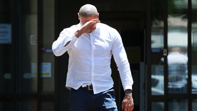 Matt Hilton walks from the Cairns Courthouse. Picture: Brendan Radke