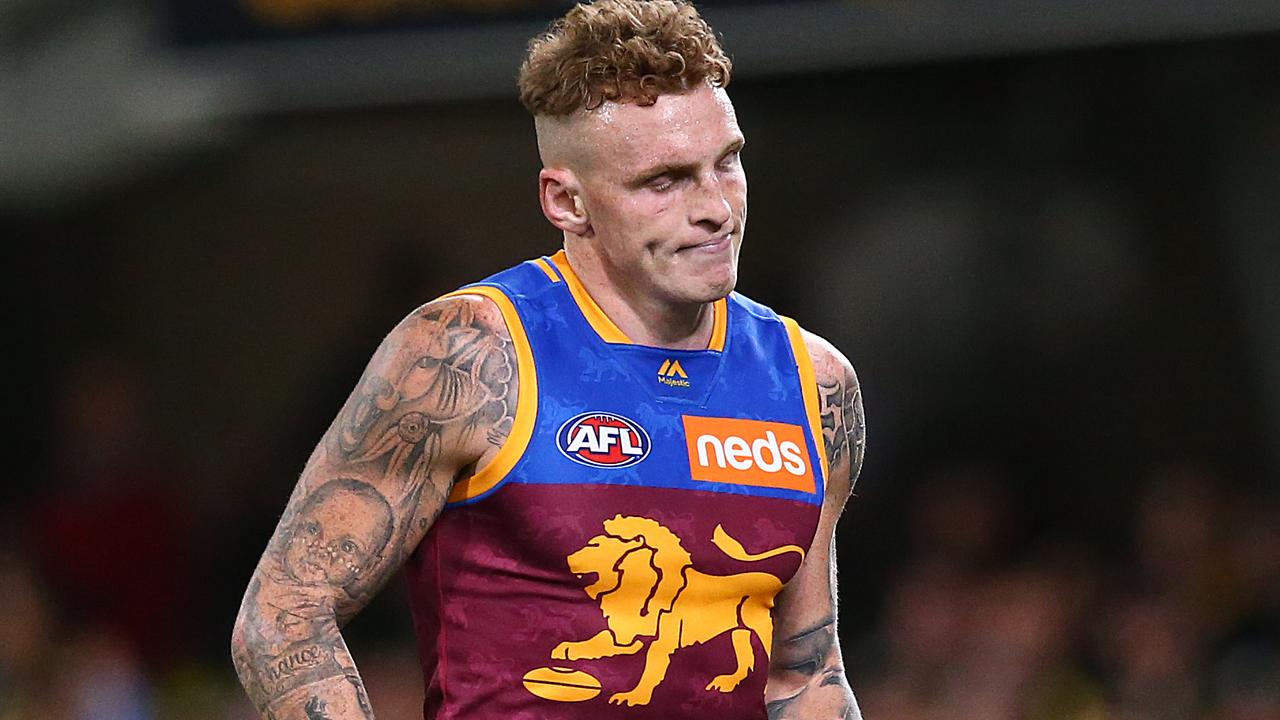 Mitch Robinson reacts after his injury against Richmond. Picture: Getty Images