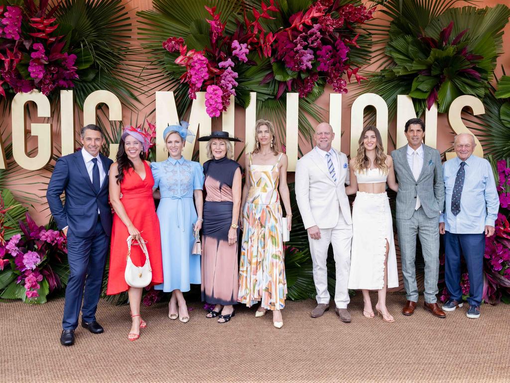 Visiting Australia has become an annual tradition for Zara (pictured third from right), who has attended the Magic Millions event for the past 10 years. Picture: Luke Marsden.