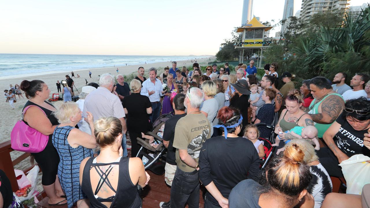 Locals turned out for a vigil for the baby yesterday. Picture: Glenn Hampson