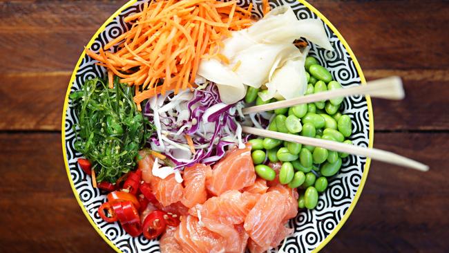 Salmon poke bowl from Momo Bar Manly. Picture: Adam Yip.