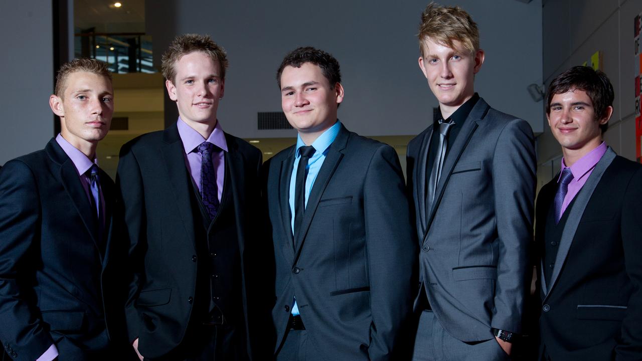 Dylan Cann, Calum Henderson, Bryce Weeks, Michael Levick and Stephen Lehars at the 2012 Kormilda College formal. Picture: SHANE EECEN / NT NEWS