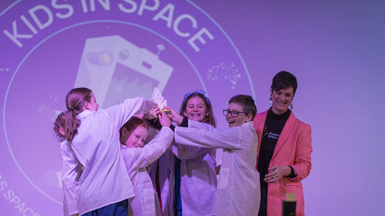 Vale View State School team win the Queensland Kids in Space Showcase 2024 peer prize, Friday, June 7, 2024. Picture: Kevin Farmer