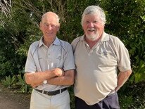 VETS GOLF: Gavin Burls (arms crossed) and Ken Wilkins.