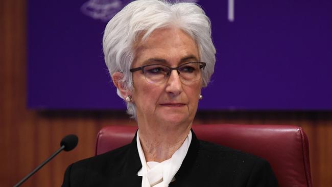 Jennifer Coate AO at the Hotel Quarantine Inquiry. Picture: Getty Images