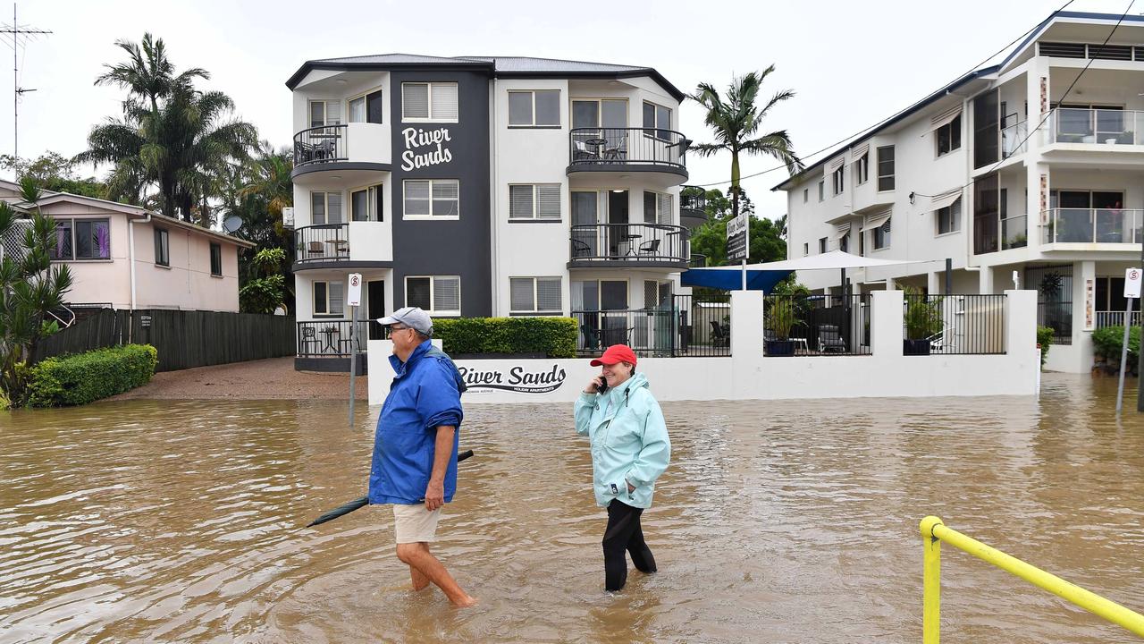 Bradman Ave remains closed as residents prepare for more rain and heavy flooding to hit the Sunshine Coast. Picture: Patrick Woods.