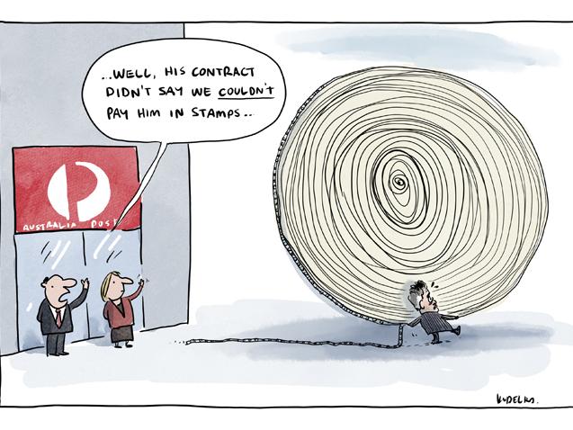 Jon Kudelka Business cartoon for 26-08-17Version:  (650x488 - Canvas Added)COPYRIGHT: The Australian's artists each have different copyright agreements in place regarding re-use of their work in other publications.Please seek advice from the artists themselves or the Managing Editor of The Australian regarding re-use.
