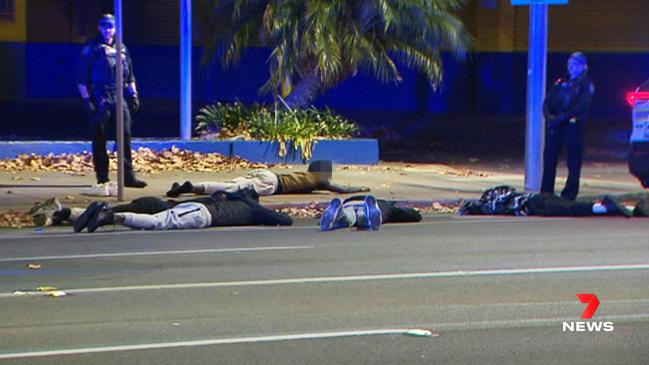 Police arrest Victorian members of the BDK gang and 051 gang members at the Quest apartments. Picture 7News