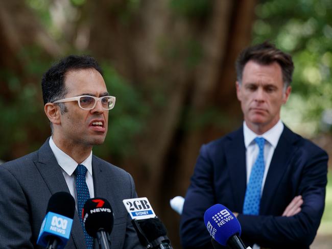 SYDNEY, AUSTRALIA - NewsWire Photos NOVEMBER 27, 2024: NSW Premier Chris Minns with Treasure Daniel Mookhey during a press conference on Wednesday to discuss steps being taken to manage the energy system. Picture: NewsWire / Nikki Short