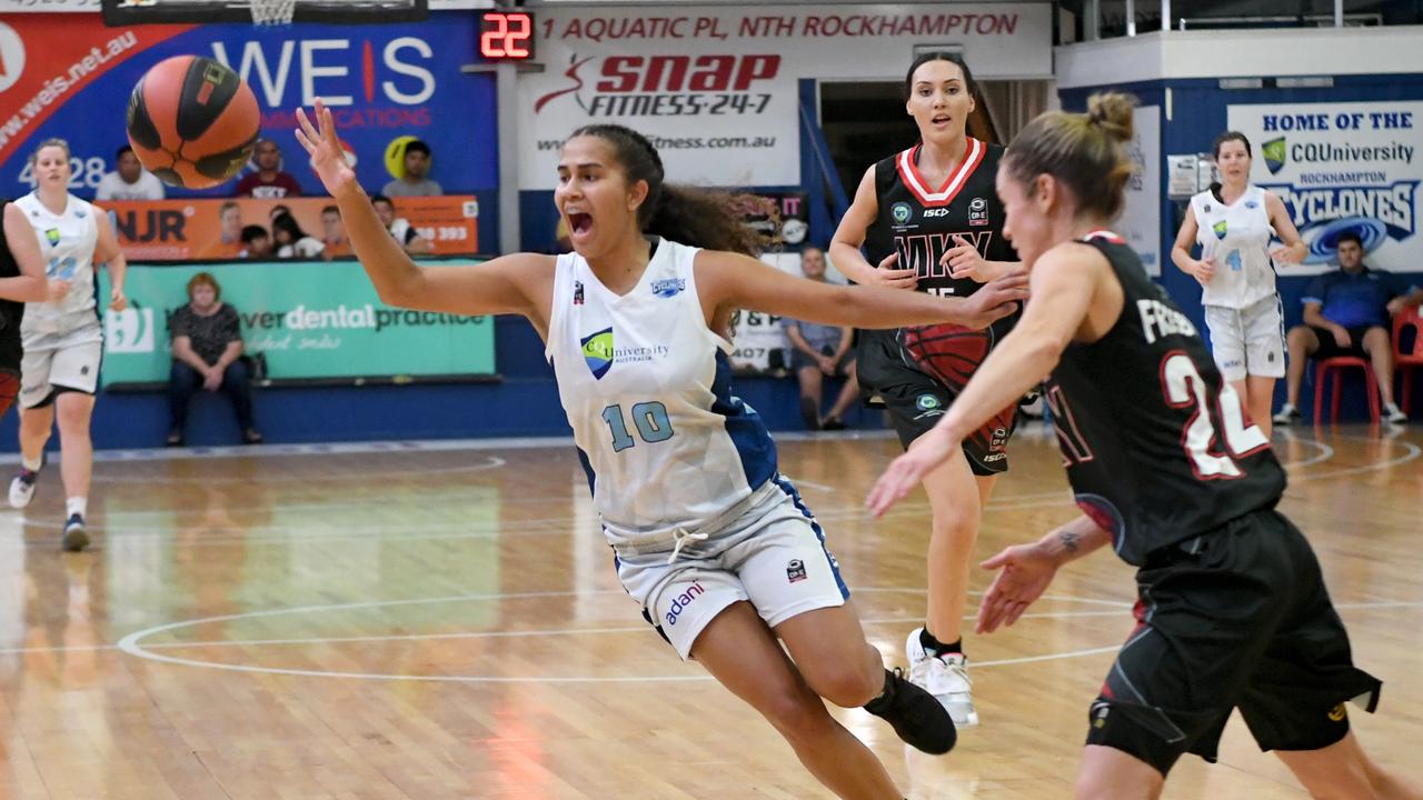 BASKETBALL ConocoPhillips CQ Cup Rd 1: Rockhampton Cyclones' Akaysha Muggeridge with the ball