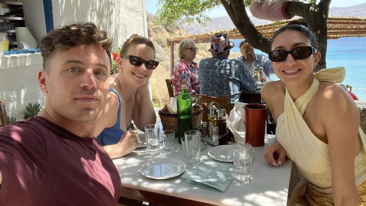 Tobin on holiday in Greece with Farrah (far right) back in July.