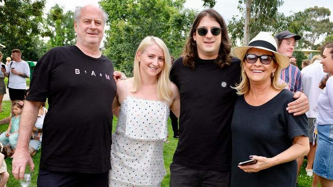 Michael Gudinski with his daughter Kate, son Matt and wife Sue. Picture: Supplied