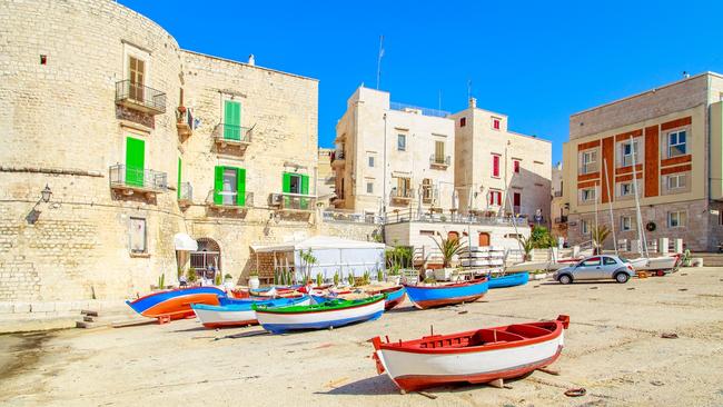 Fishing boats in the port of Giovinazzo in Puglia.