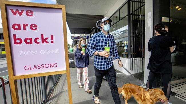 Locals enjoy getting out on Chapel St on Sunday. Picture: NCA NewsWire/David Geraghty