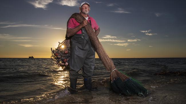 Net Fisherman Jeff Wait in Port Parham. Picture: Simon Cross