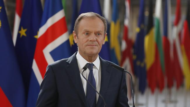 European Council President Donald Tusk: the EU is on the verge of getting what it’s always wanted — the end of Brexit. Picture: AFP. 