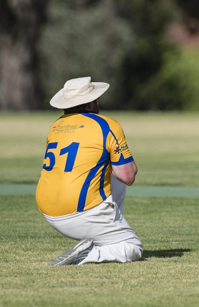 Ashley Holmes gets under a high ball for Northern Brothers Diggers Gold to dismiss David Ross. Picture: Kevin Farmer