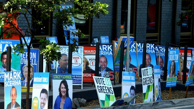 Council candidate signage. Picture: David Clark