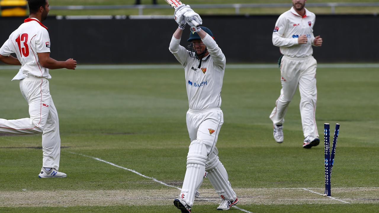 George Bailey bowled for a duck in final innings for Tasmania