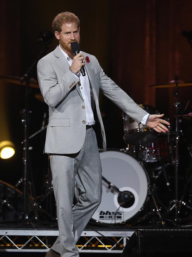 Prince Harry giving the closing address. Picture: Sam Ruttyn