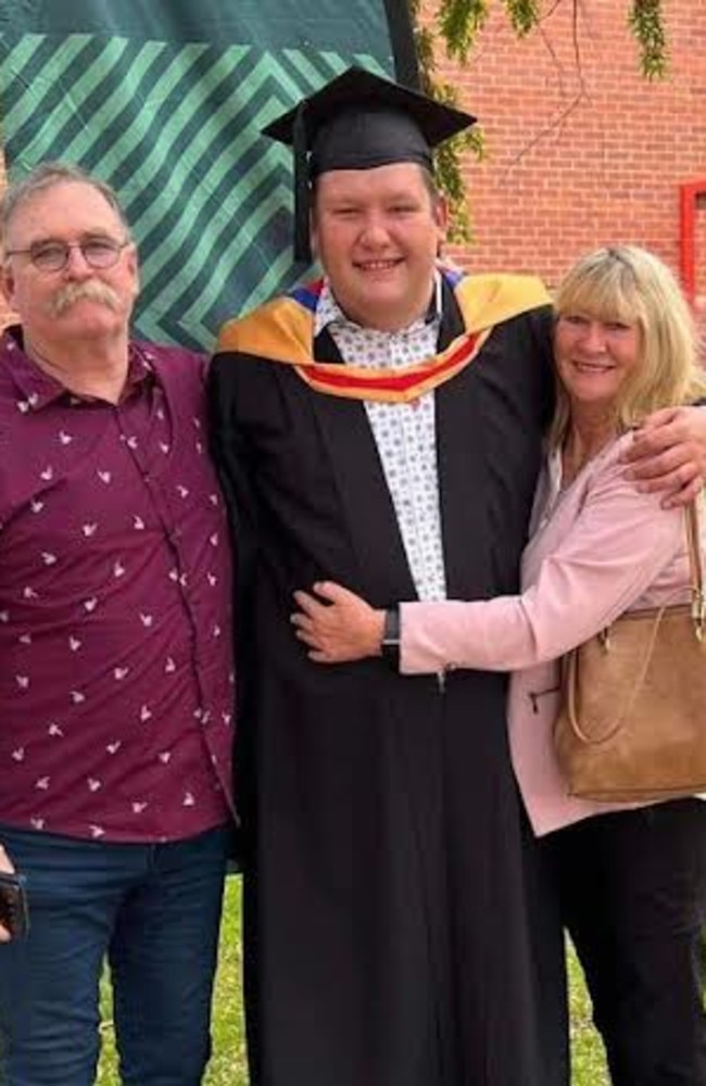 Mr Tougher with his parents on Graduation Day. Picture: Facebook, Steven Tougher