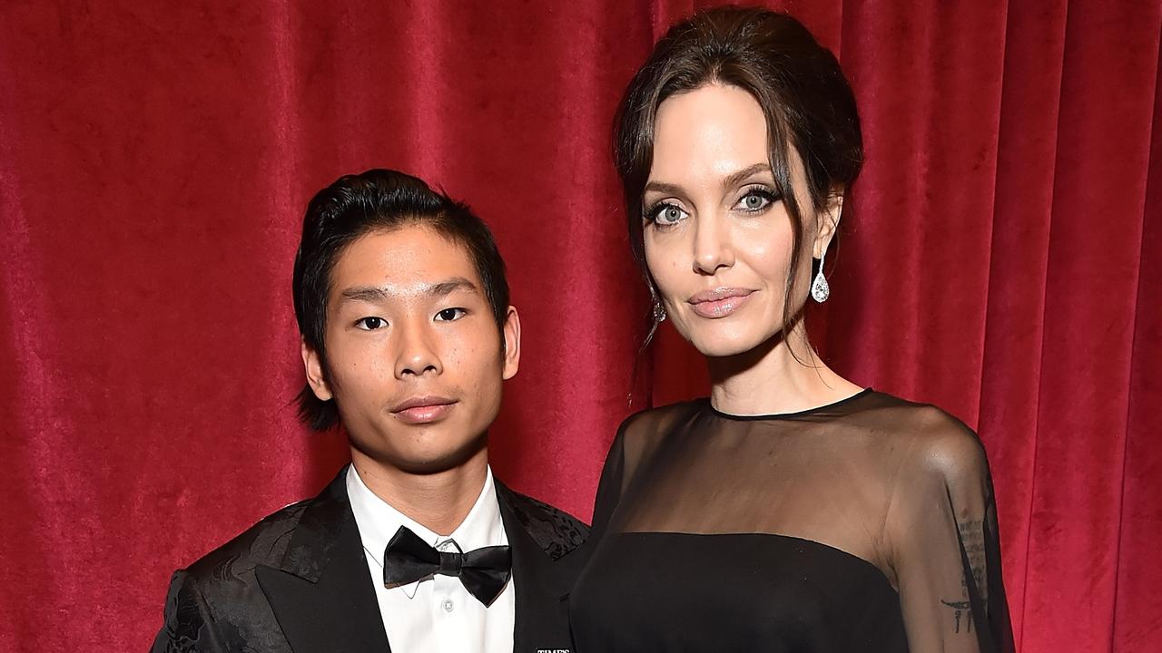 Jolie and her eldest son, Maddox. Picture: Kevin Mazur/Getty Images for Netflix