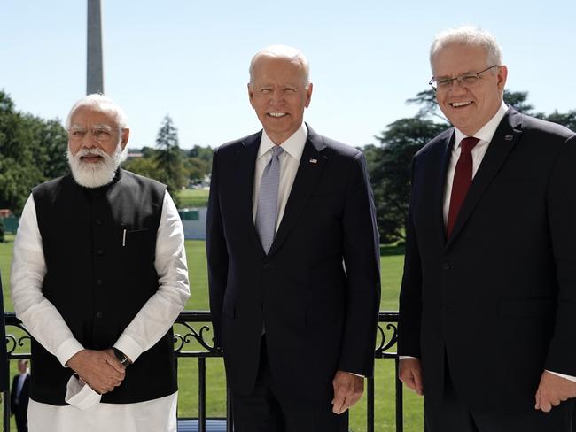 Prime Minister Scott Morrison attends the White House in Washington DC for the QUAD leaders meeting including US President Biden, Japanese Prime Minister Suga, Indian Prime Minister Modi on Friday, September 24, 2021. Picture: Adam Taylor via PMO