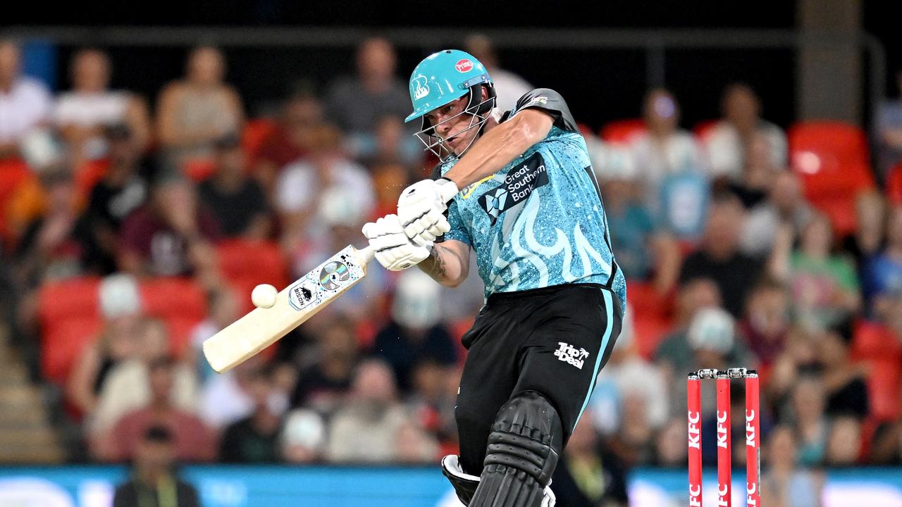 Josh Brown of Brisbane Heat plays a shot during the BBL The Challenger Final match against Adelaide Strikers on the Gold Coast on Monday. Picture: Bradley Kanaris/Getty Images