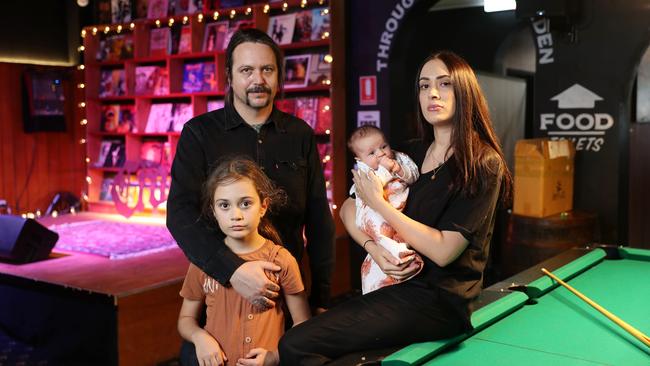 Trad Nathan with wife Tyla and daughters Winter and Billie. Picture: John Feder