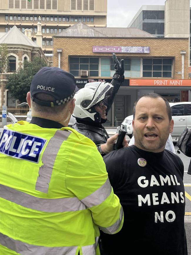 Extinction Rebellion protesters outside the Santos building on Thursday. Picture: Supplied