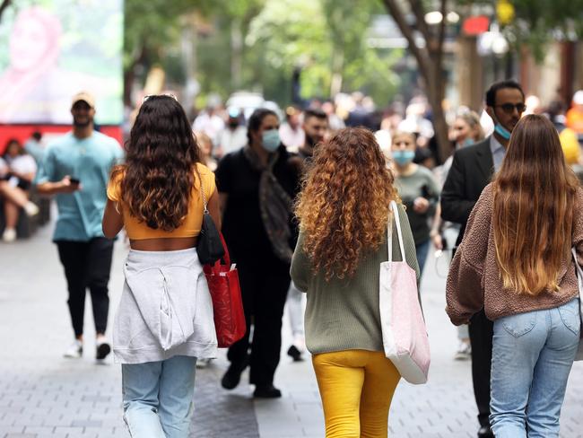 SYDNEY, AUSTRALIA - NewsWire Photos NOVEMBER 12, 2021: Pitt Street Mall and is buzzing with shoppers this Friday afternoon. Picture: NCA NewsWire / David Swift