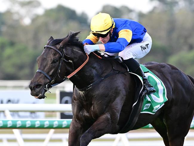 Punch Lane backs up to win the Listed Glasshouse Handicap for jockey Kyle Wilson-Taylor and trainers Anthony and Sam Freedman. Picture: Grant Peters - Trackside Photography