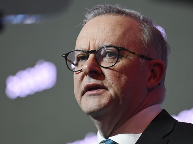 CANBERRA, Australia - NewsWire Photos - June 27, 2024: Prime Minister Anthony Albanese delivers the The 2024 State of the Nation address at the CEDAAA State of the Nation conference in Canberra. Picture: NewsWire / Martin Ollman
