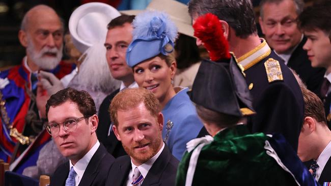 Princess Anne seems to have made a point of smiling at Prince Harry. Picture: AFP