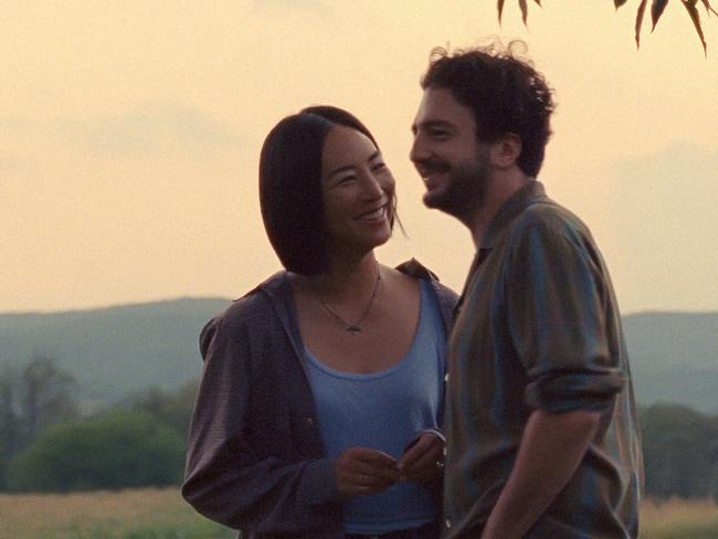 Teo Yoo and Greta Lee in a scene from the Korean film Past Lives.