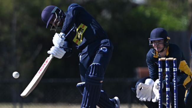 VSDCA: Hoppers Crossing’s Shijit Chandran hits the winning runs. Picture: Andy Brownbill