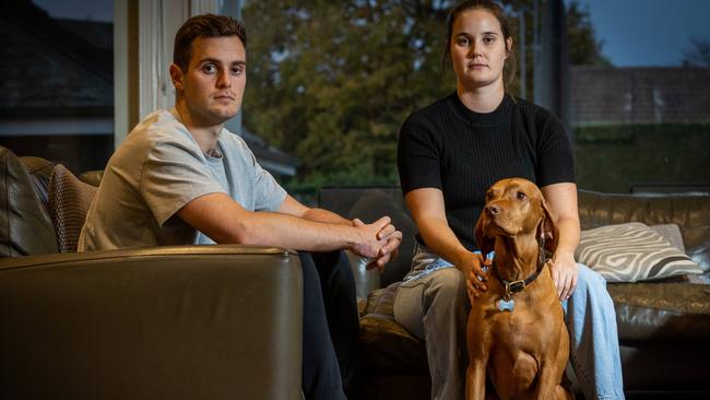 Annabel Thomson, her dog Austin, and her sister’s boyfriend Todd Blasse confronted two masked intruders. Picture: Jake Nowakowski