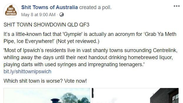 SOCIAL MEDIA IMAGE DISCUSS USE WITH YOUR EDITOR - Gympie recently found itself vying for an unwanted virtual crown in the 