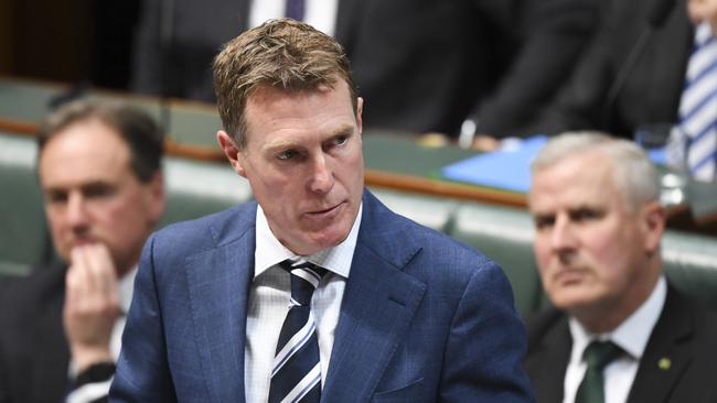 Attorney-General Christian Porter got a bit confused about what types of bags they actually sell at Aldi. Picture: AAP Image/Lukas Coch