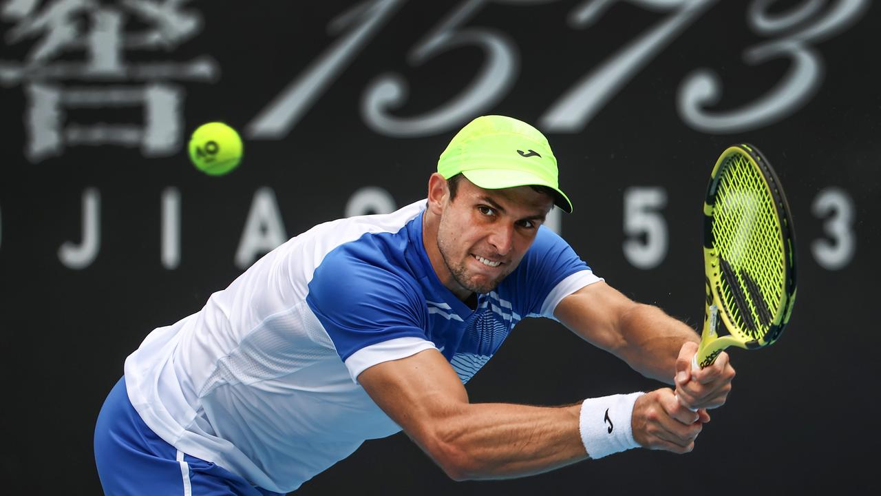 Aleks Vukic won his first grand slam match at the Australian Open on Monday. Picture: David Caird