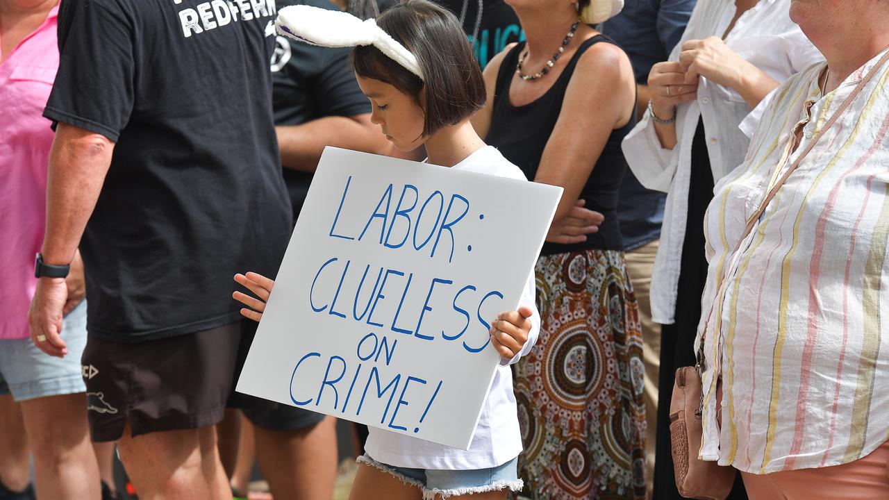 Since Declan Laverty’s death there has been three anti-crime rallies outside Parliament House that have each drawn thousands of protesters. Picture: Pema Tamang Pakhrin