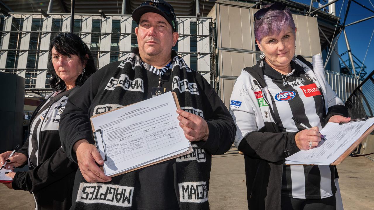 Collingwood fans are agitating to overthrow the board. Picture: Tony Gough