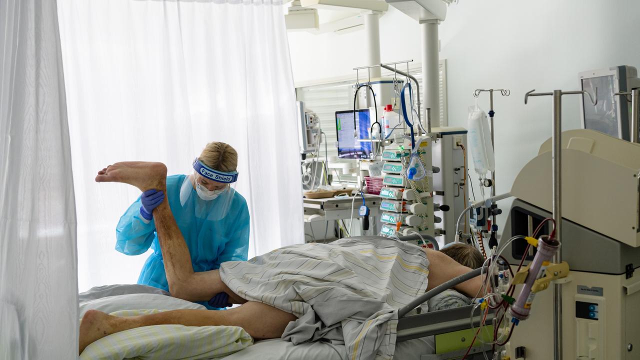 A doctor tends to a patient on the Covid-19 intensive care unit at University Hospital Leipzig in Leipzig, Germany.