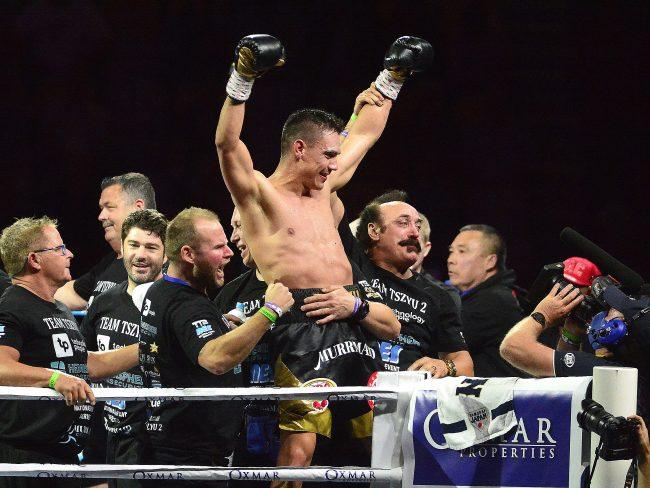 Tim Tyszu celebrates his victory. Picture: Matt Taylor