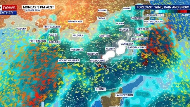 Heavy rain and even snow is forecast for Australia’s south.