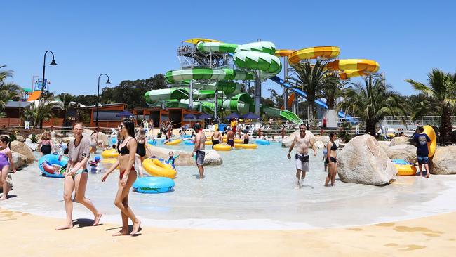 Visitors test out Australia’s newest theme park, Gumbuya World. Picture: Tim Carrafa