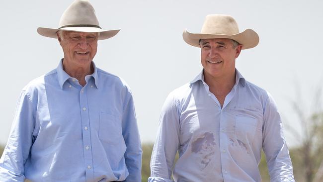 Bob and Robbie Katter. Picture: Cameron Laird