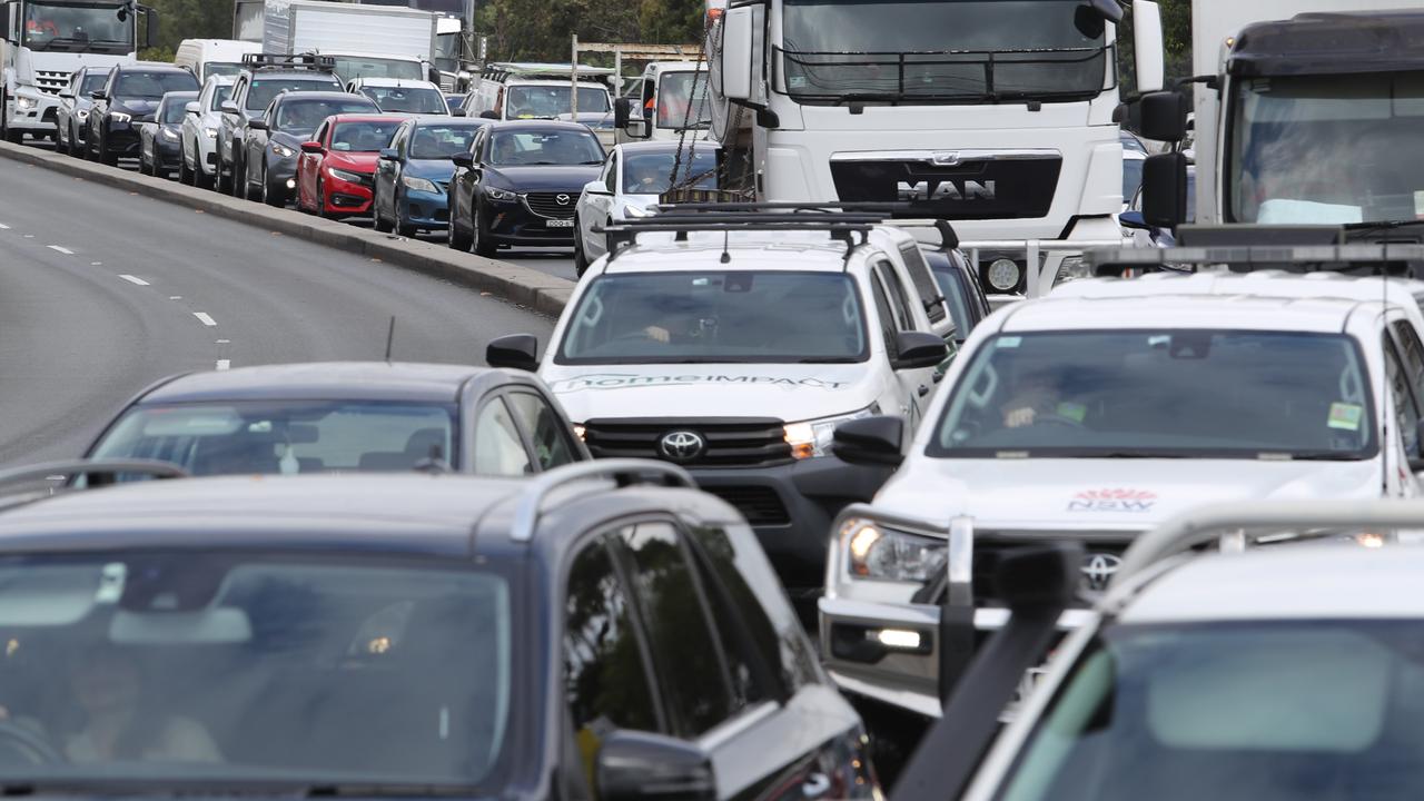The Daily Telegraph 29.11.2023 The City West Link at Haberfield is gridlocked heading into the city. The Rozelle interchange has just opened this week and is causing traffic issues. Picture: Rohan Kelly