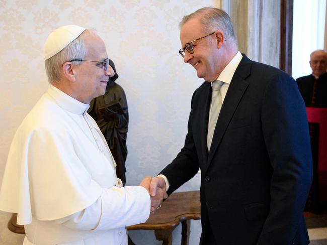 Anthony Albanese is the first Aussie PM in 16 years to have a private audience with a pope. Picture: Vatican Media