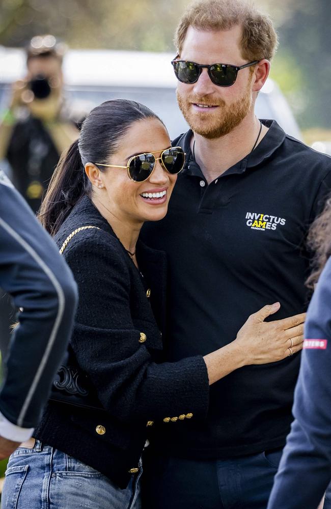 Meghan and Harry, pictured in Holland on Saturday, stopped by the UK before jetting off to the Netherlands. Picture: Remko de Waal / ANP / AFP